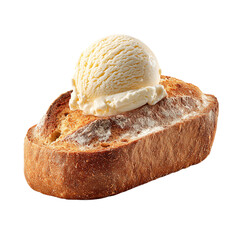 Bread with ice cream Isolated transparent on white background