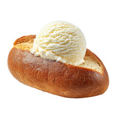Bread with ice cream Isolated transparent on white background