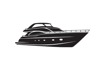 Luxury yacht silhouette with white background