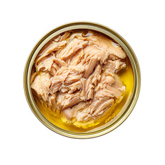 Canned tuna in oil view Isolated transparent on white background