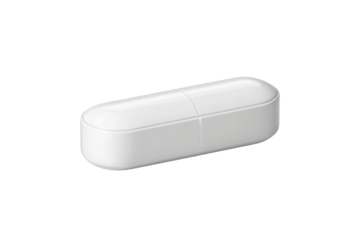 White pill capsule with rounded ends and a dividing line medicine pharmaceutical, Isolated On White Background, Png Transparent