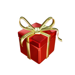 Stunning 3D render of a luxury red gift box accented with a gold bow. Ideal for premium marketing visuals, holiday campaigns, festive promotions, event branding, and high-end product presentations.