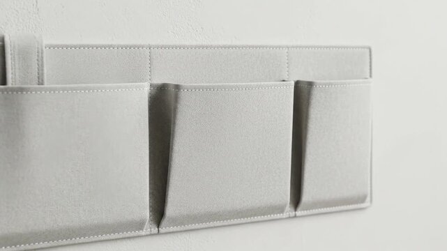 Metallic wall organizer displaying three compartments on a white surface