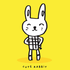 Hand drawing doodle cute Bunny, rabbit vector illustration,rabbit cartoon,Hand drawing doodle cute rabbit