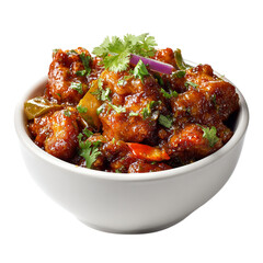 spicy beef strips dish Isolated transparent on white background