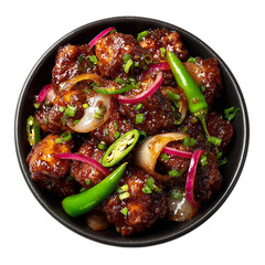 spicy beef strips dish Isolated transparent on white background