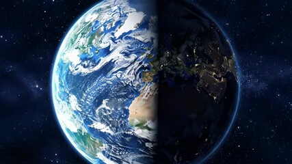 Earth Globe Revolving Slowly Against a Starry Background