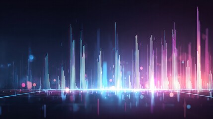 An abstract visualization of data with light reflections and gradients on a modern statistical background. STEM education sheets.