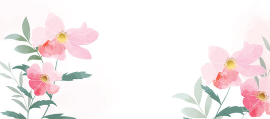 Naklejka premium Spring and summer Background watercolor arrangements with small flower. Botanical illustration minimal style.