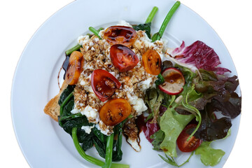 Isolatedplate of tomato salad with Mozzarella cheese