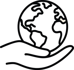 Hand holding the Earth icon globe world