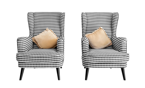 Two Gingham pattern armchairs.png