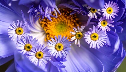 aster, dahlia flowers macro and creative texture