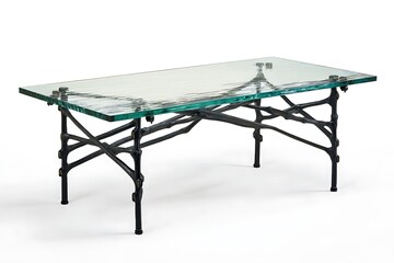 a rectangular glass top table