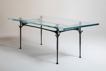 a rectangular glass top table