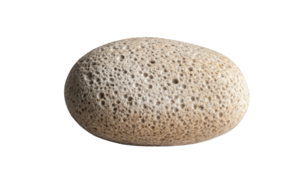 Pumice stone with rough texture showcasing natural porous surface and light gray color isolated on white background