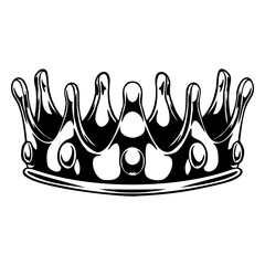 Black and white crown sticker design element