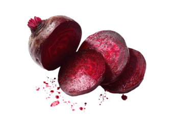 Sliced crimson root vegetable with vibrant ring patterns