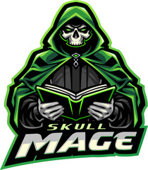 Skull mage esport mascot logo design