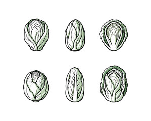 Vegetable illustration set isolated on black background