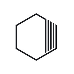 black hexagonal line frame vector element design template