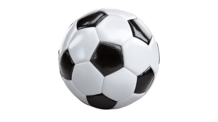 Old black and white leather soccer ball isolated on a white background for a round sport game