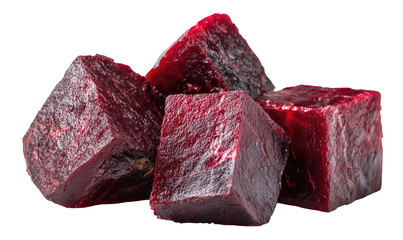 Deep red cubes of raw beet root