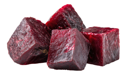 Deep red cubes of raw beet root