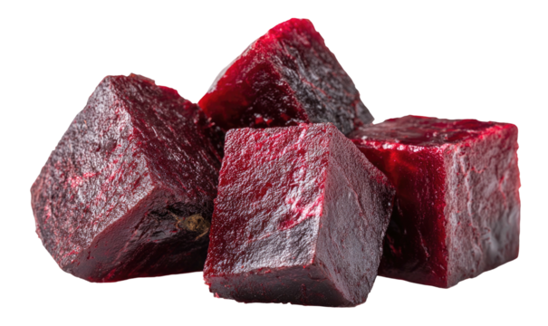 Deep red cubes of raw beet root