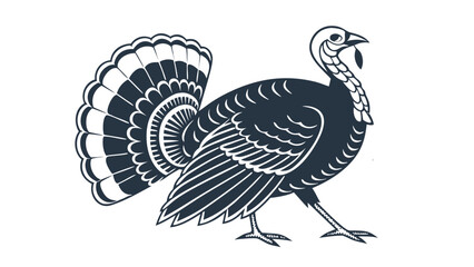 Stylized turkey illustration perfect for Thanksgiving cards, invitations, or autumnal designs with bold graphic elements