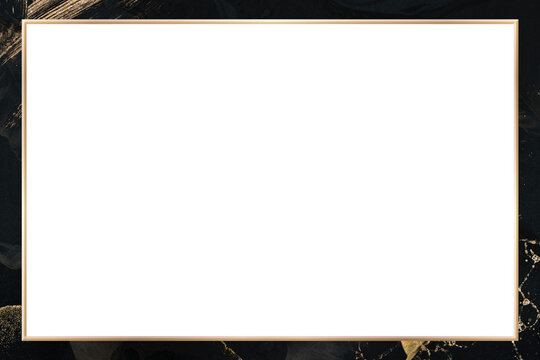 Black frame png, abstract botanical style on transparent design