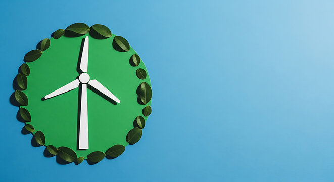Promote green energy with this wind turbine and leaf circle design