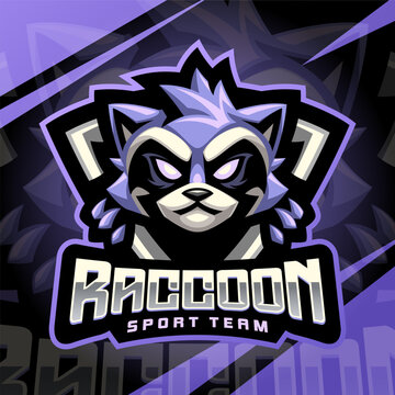 Raccoon sport team mascot logo design