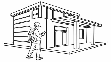 Young property investor inspects modern house with digital tablet for potential real estate investment opportunity