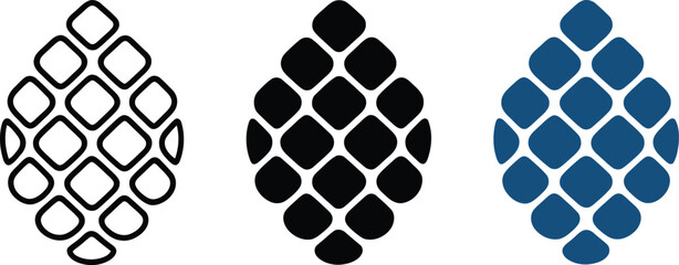 Three Variations of a Pinecone Icon vector illustration , , three, icon, variations, bee, honey, honeycomb