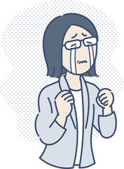 悔し涙を流す40代ビジネスウーマンのイラスト