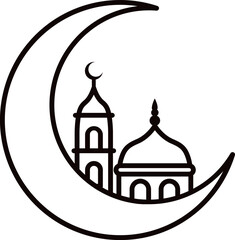 Elegant crescent moon with mosque for Ramadan