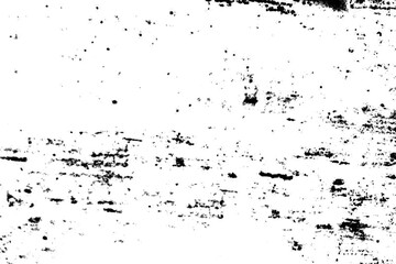 Grungy black ink splatter and distressed texture on white surface background abstract pattern