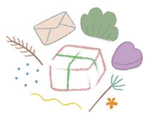 Png Cute autumn doodles element, transparent background