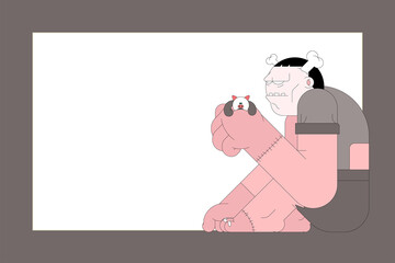 Frankenstein cartoon character png frame, transparent background