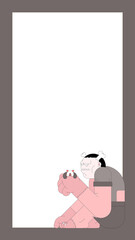 Frankenstein cartoon character png frame, transparent background