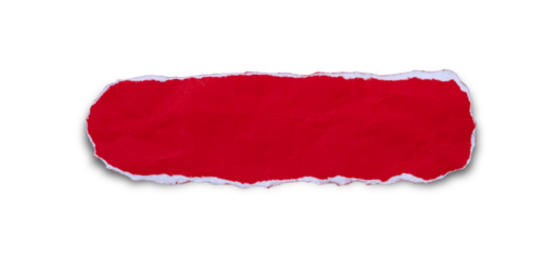 red paper torn edges with shadow on transparent background. frame document design