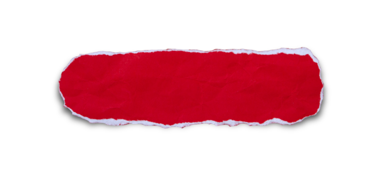 red paper torn edges with shadow on transparent background. frame document design