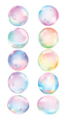 PNG Colorful iridescent soap bubbles floating on transparent background