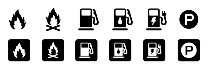 PNG Fuel icons for energy solutions, user interface icons on transparent background