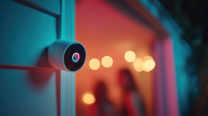 Smart technology insights closeup on home security with doorbell cameras in neighborhoods