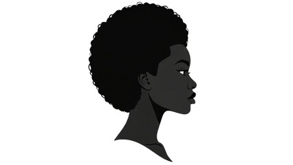 Profile Portrait of a Woman with Natural Hair A Silhouette in Black and White
