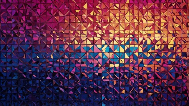 Abstract background with geometric shapes and a gradient of blue purple and orange colors