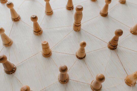 Wooden Mancala Game Board with Pieces - Close Up