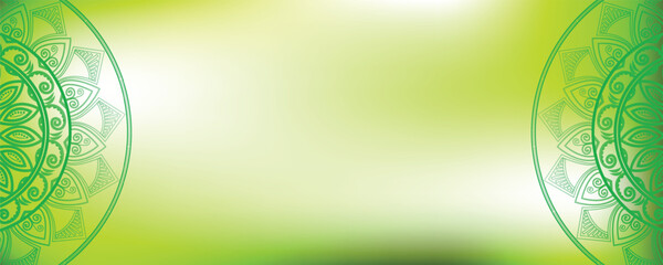 Green Mandala cover copyspace, background for presentation banner, design vector illustration